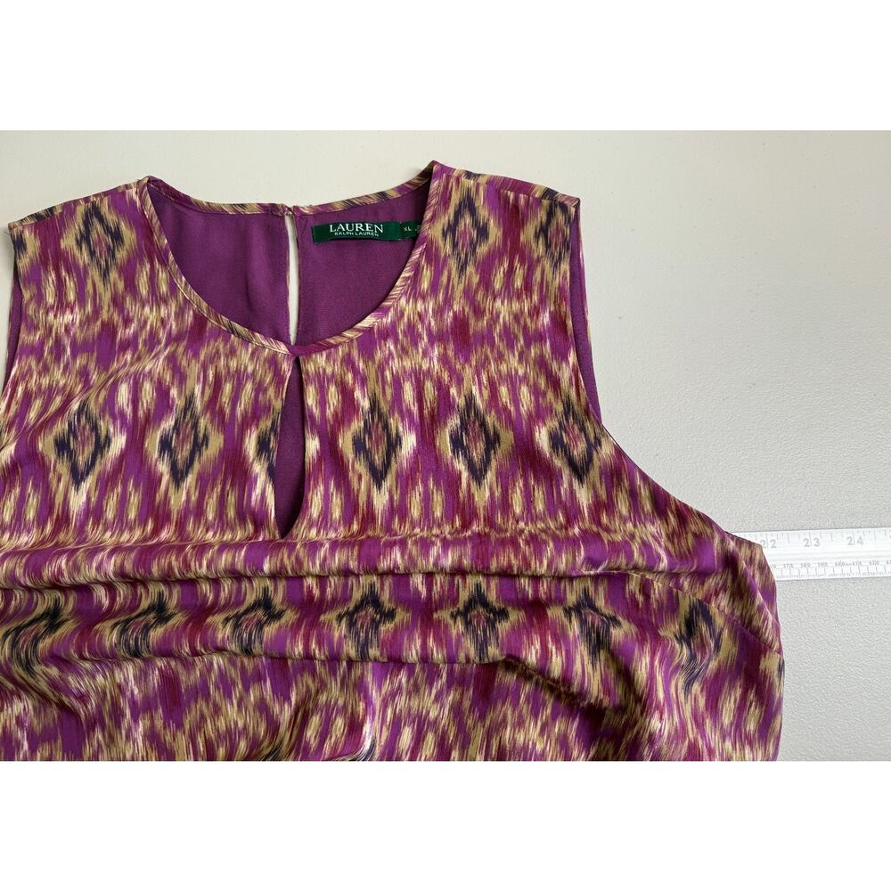 Lauren Ralph Lauren Ikat Blouson Smocked Tiered Midi Dress Size XL Sleeveless - Picture 8 of 12